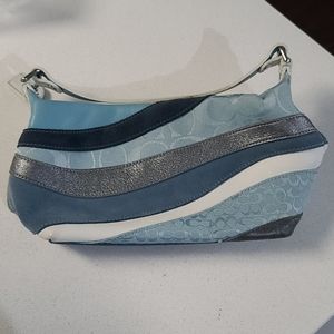 Shades of Blue with White & Silver Coach Purse